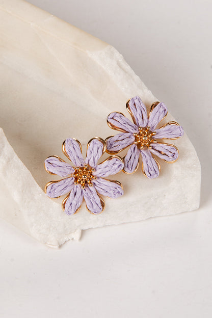 Aviana Raffia Floral Stud Earrings