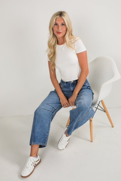 Cassidy Medium Wash High-Rise Barrel Jeans