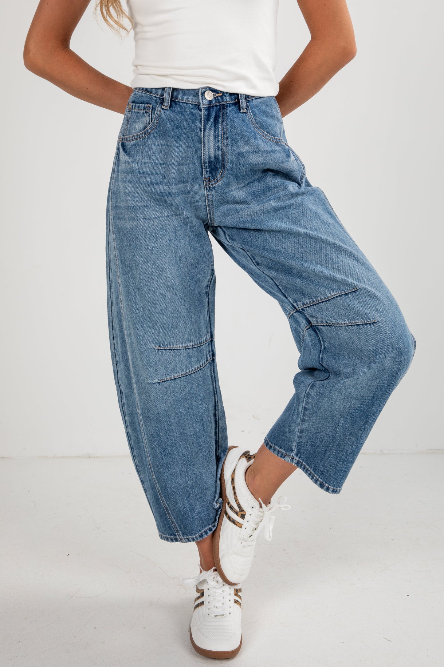 Cassidy Medium Wash High-Rise Barrel Jeans