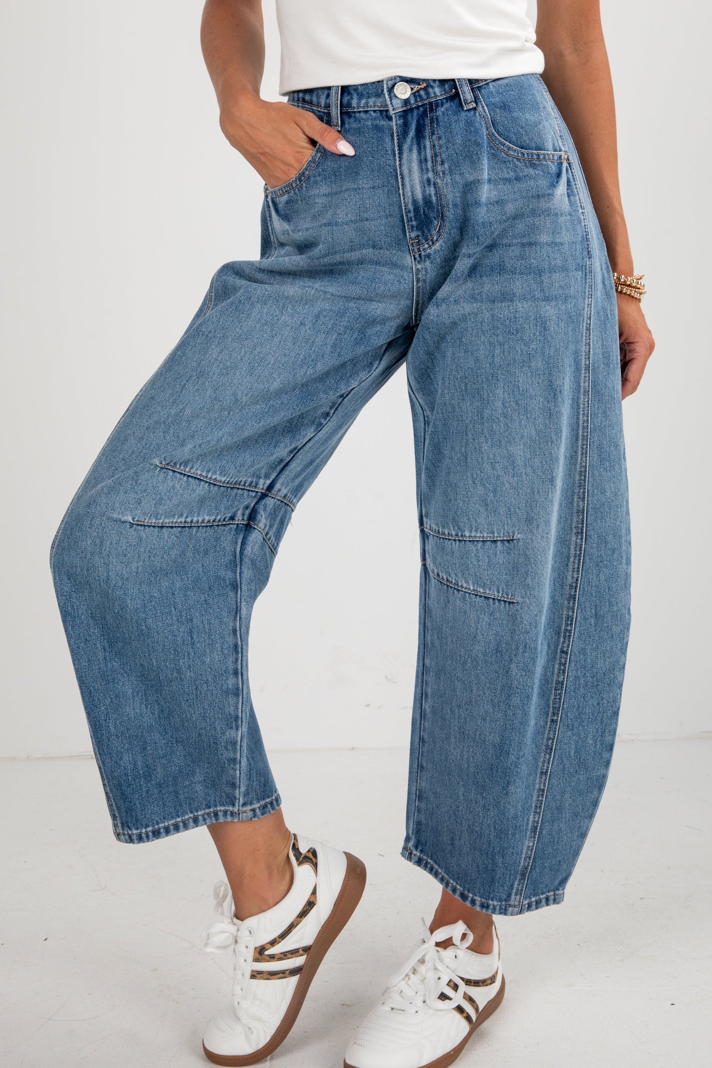 Cassidy Medium Wash High-Rise Barrel Jeans