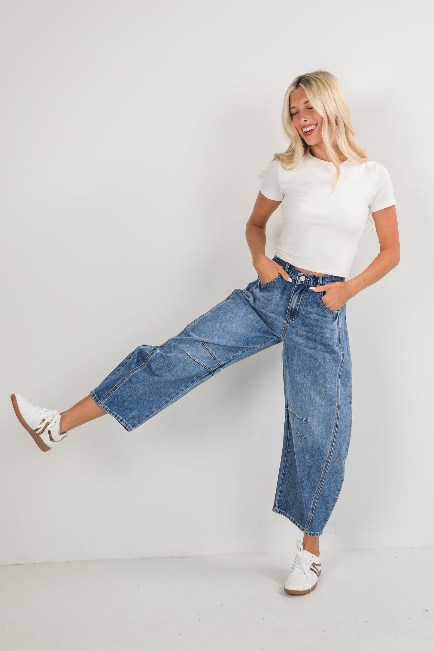 Cassidy Medium Wash High-Rise Barrel Jeans