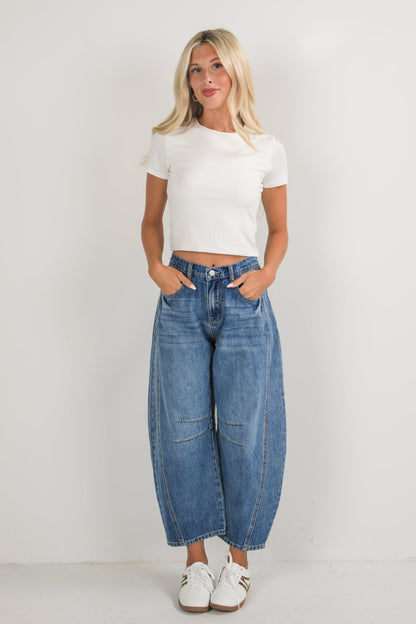 Cassidy Medium Wash High-Rise Barrel Jeans