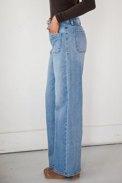 Eliana Medium Wash High-Rise Wide Leg Jeans
