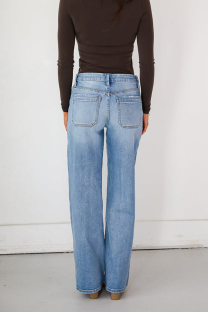 Eliana Medium Wash High-Rise Wide Leg Jeans