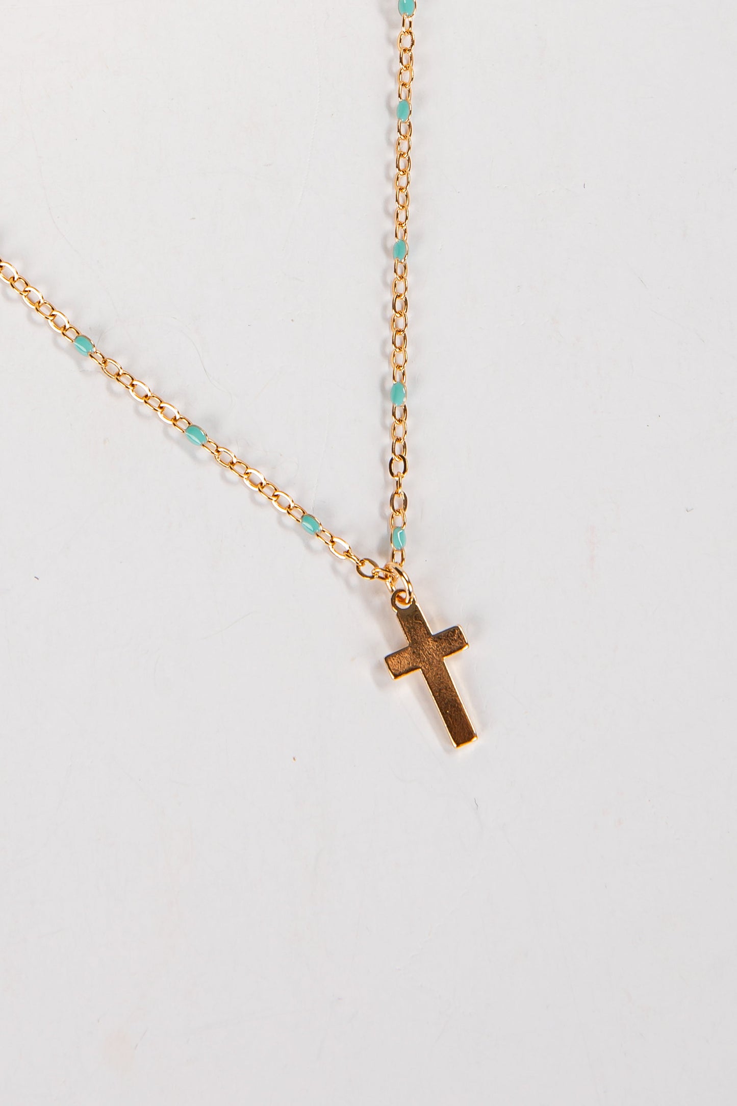 Ayla Mint Cross Charm Necklace