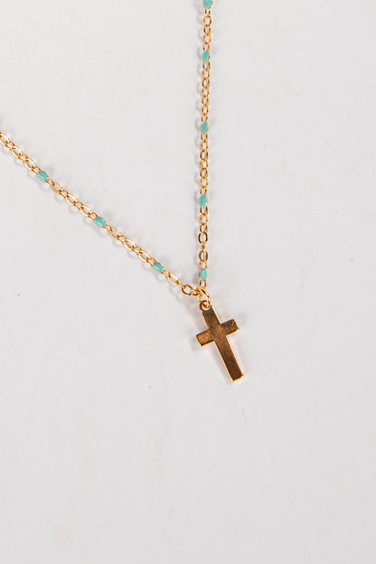 Ayla Mint Cross Charm Necklace