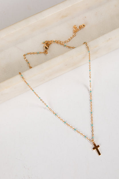 Ayla Mint Cross Charm Necklace