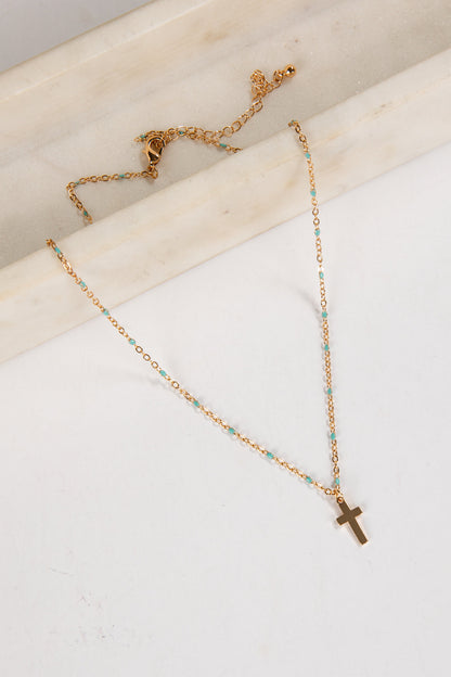 Ayla Mint Cross Charm Necklace