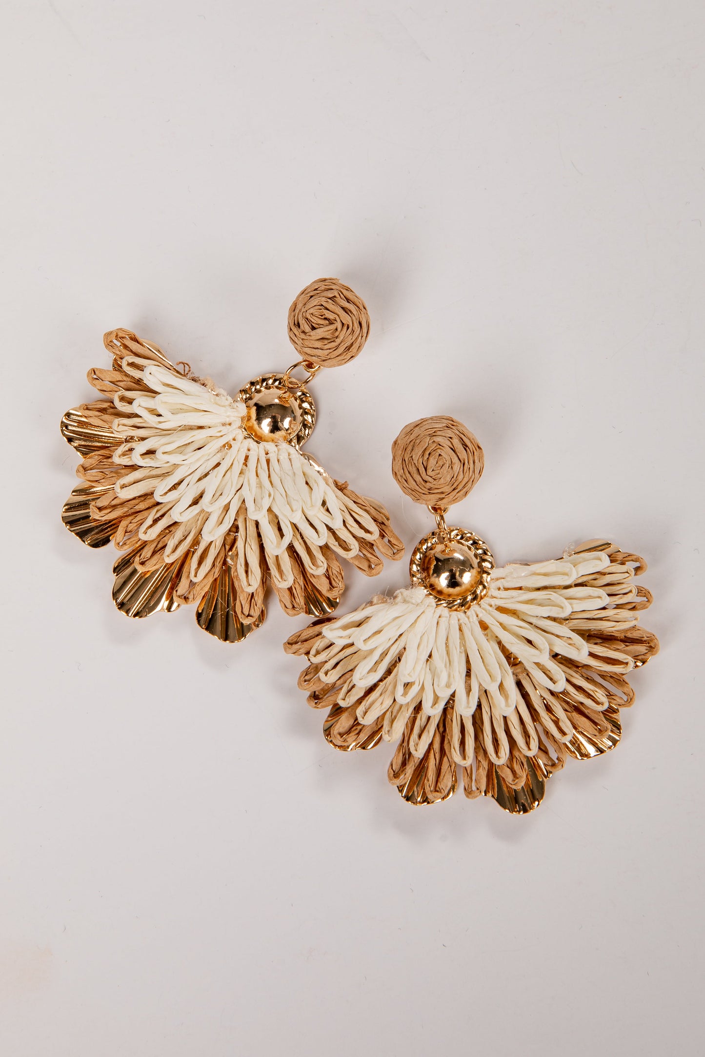 Claire Raffia Gold Floral Earrings