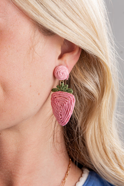 Allee Pink Strawberry Statement Earrings