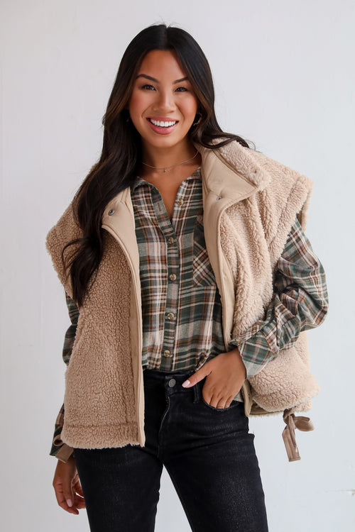 Cozy Aim Beige Sherpa Vest