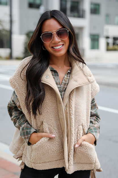 Cozy Aim Beige Sherpa Vest