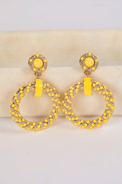 Carmen Yellow Circle Drop Earrings