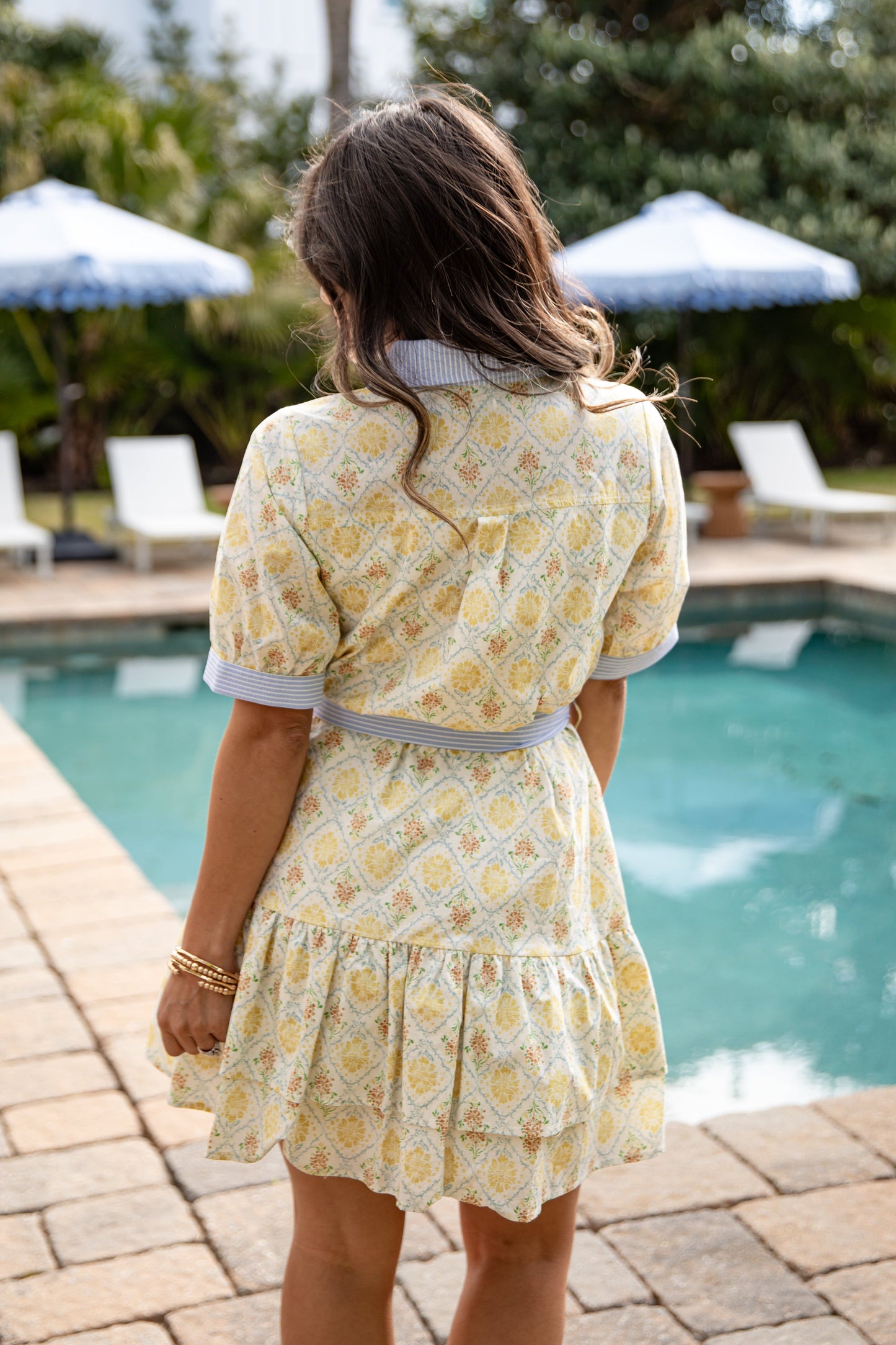Dream of Spring Floral Button Front Yellow Mini Dress