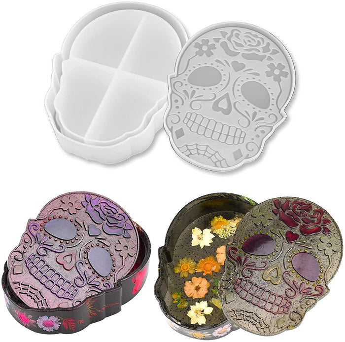 Skull Box Mold for Resin,Large Skull Jewelry Box Resin Mold