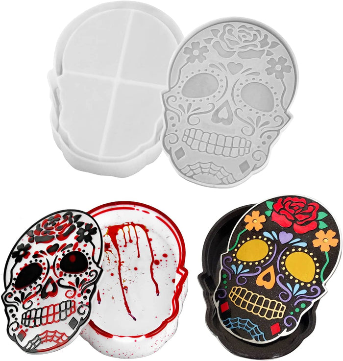 Skull Box Mold for Resin,Large Skull Jewelry Box Resin Mold