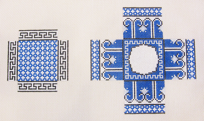 Needlepoint Small Blue Willow Box Canvas