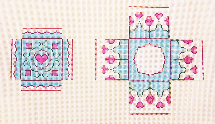 Needlepoint Small Tiffany Heart Box Canvas