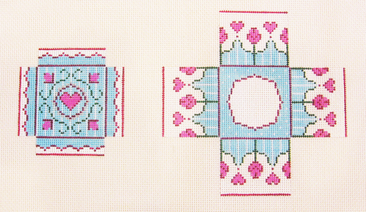 Needlepoint Small Tiffany Heart Box Canvas