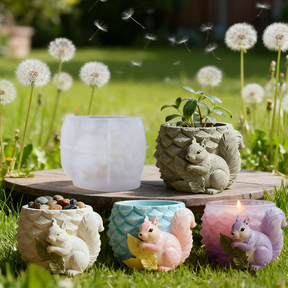 Squirrel Pinecone Storage Jar Resin Mold