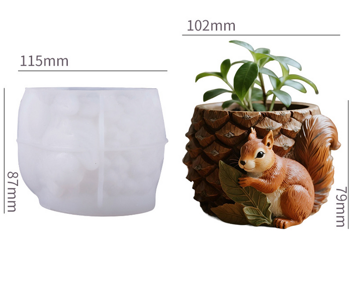 Squirrel Pinecone Storage Jar Resin Mold