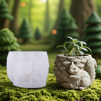 Squirrel Pinecone Storage Jar Resin Mold