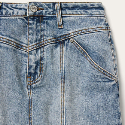 Stetson Women's Denim Midi Skirt in Washed Denim