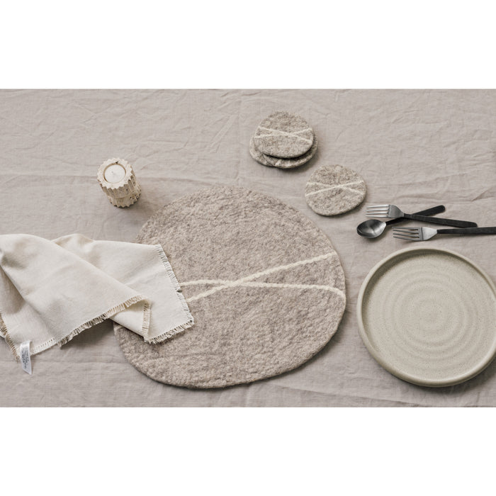 Striato Felt Wool Coasters Set of 4 - Flint