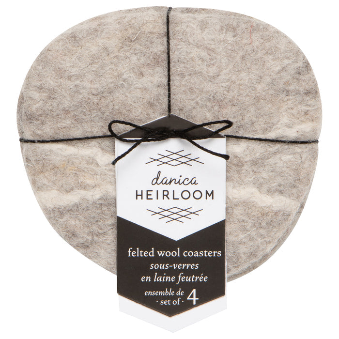 Striato Felt Wool Coasters Set of 4 - Flint
