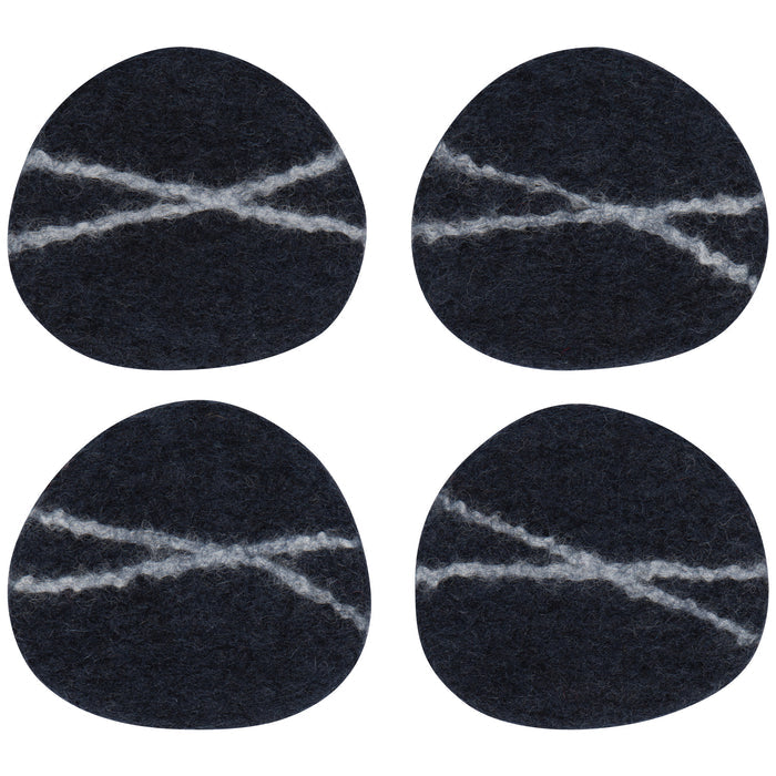 Striato Felt Wool Coasters Set of 4 - Midnight