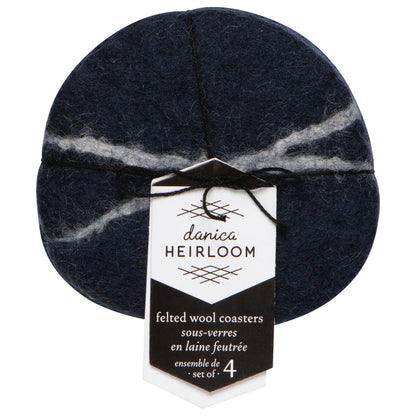 Striato Felt Wool Coasters Set of 4 - Midnight