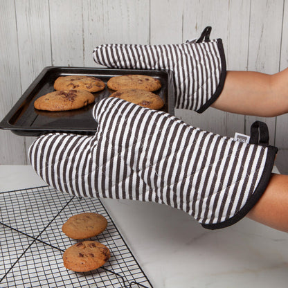 Superior Black Narrow Stripe Oven Mitt