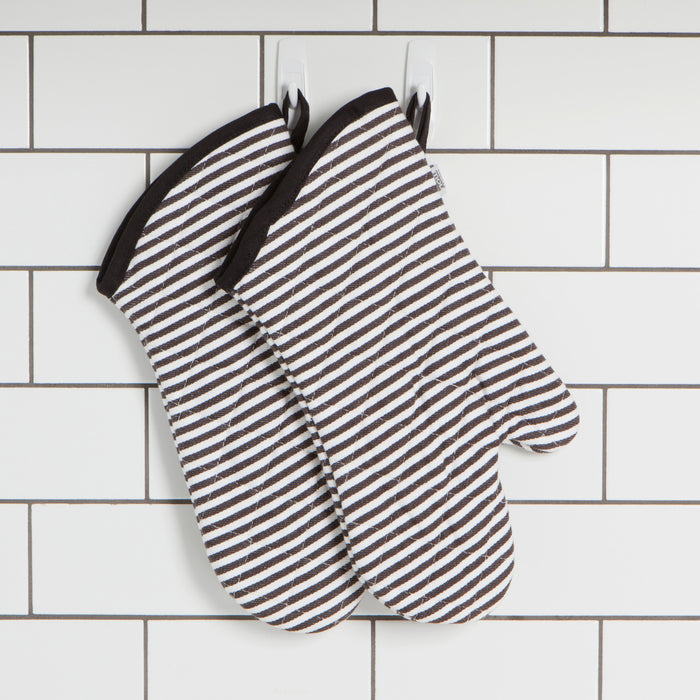 Superior Black Narrow Stripe Oven Mitt