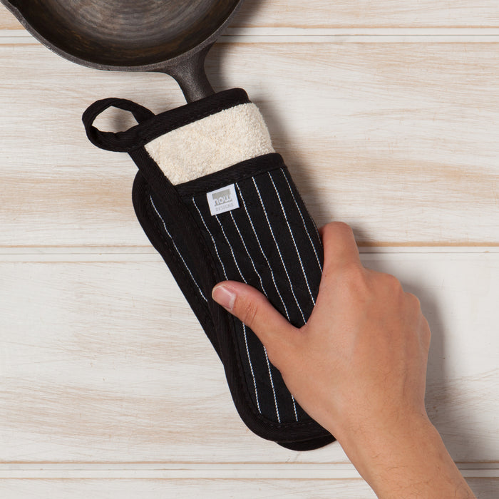 Superior Black Pinstripe Pocket Potholder
