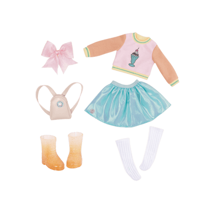Ice cream top with glitter boots for 14-inch doll