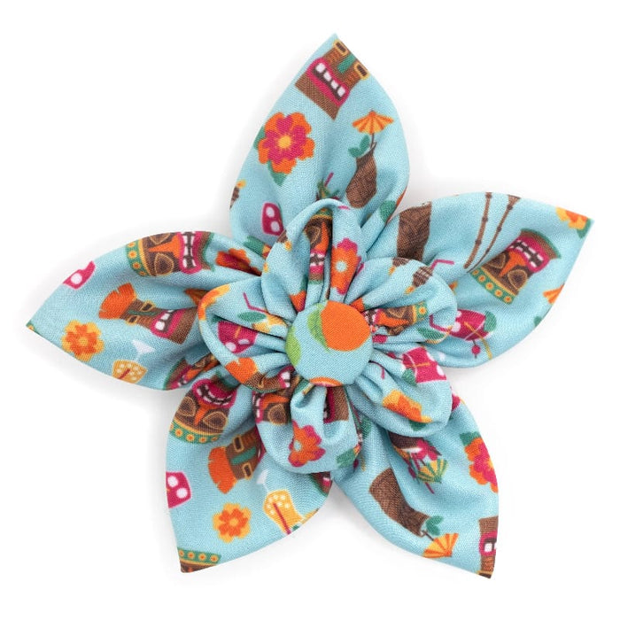 The Worthy Dog Bow Ties SM Tiki Time Blue Flower Pet Collar Attachment - 2 Sizes