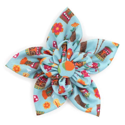 The Worthy Dog Bow Ties SM Tiki Time Blue Flower Pet Collar Attachment - 2 Sizes