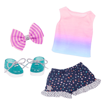 Doll outfit top shorts and shoes