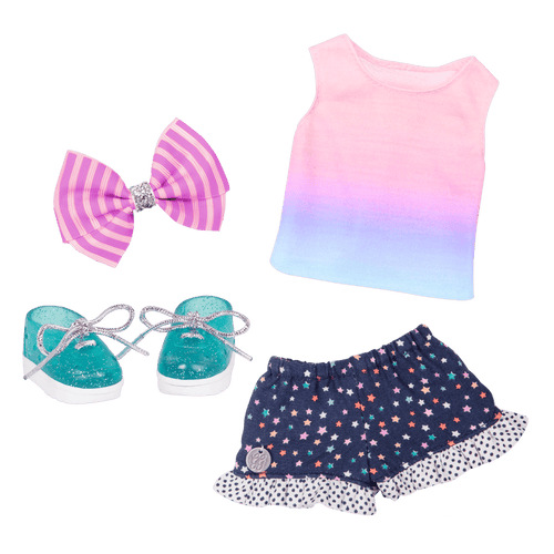 Doll outfit top shorts and shoes