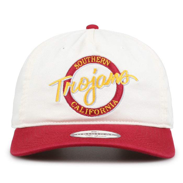 Southern California Original Circle snapback hat with embroidered school design, front view