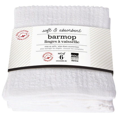 Utility Barmops Small White Set of 6