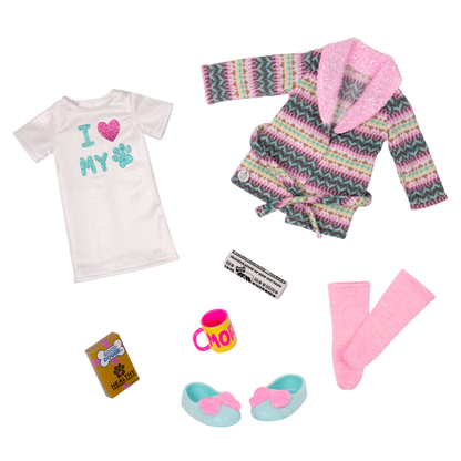 Robe and pet accessories for 14-inch doll