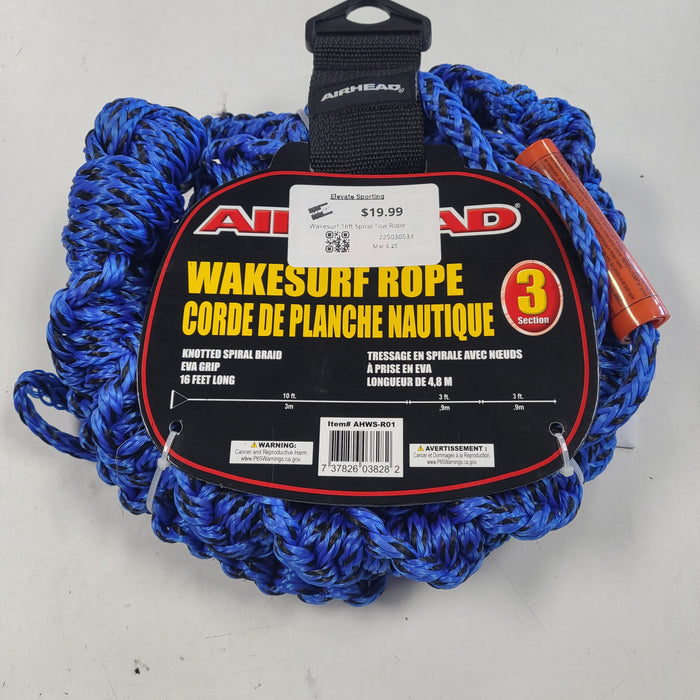 Wakesurf 16ft Spiral Tow Rope