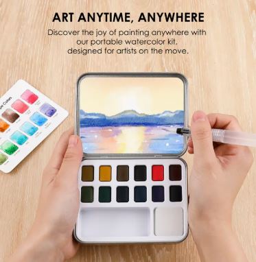 Watercolor Pocket Set Of 12 With Brush - Landscape Colors
