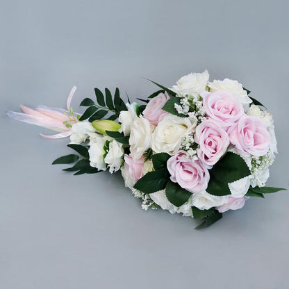 Wedding Artificial Hand Tied Rose Bride Bouquet - Cascade Style