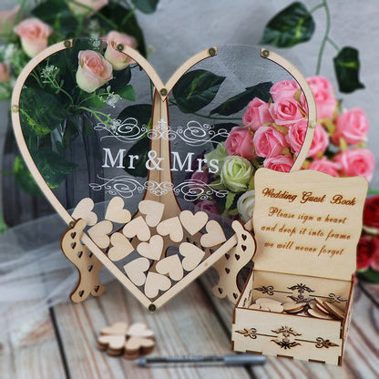 Wedding Mr and Mrs Acrylic Heart Wish Drop Box-Guest Book Alternative