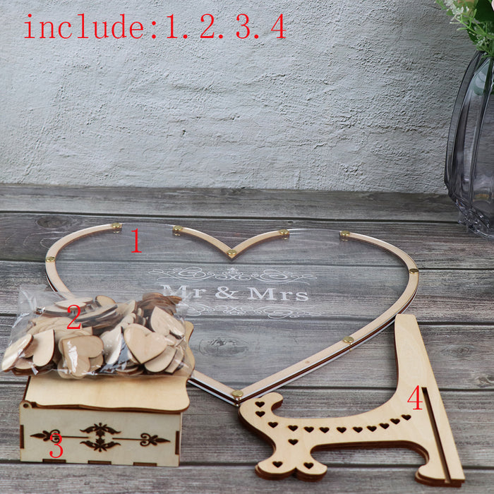Wedding Mr and Mrs Acrylic Heart Wish Drop Box-Guest Book Alternative