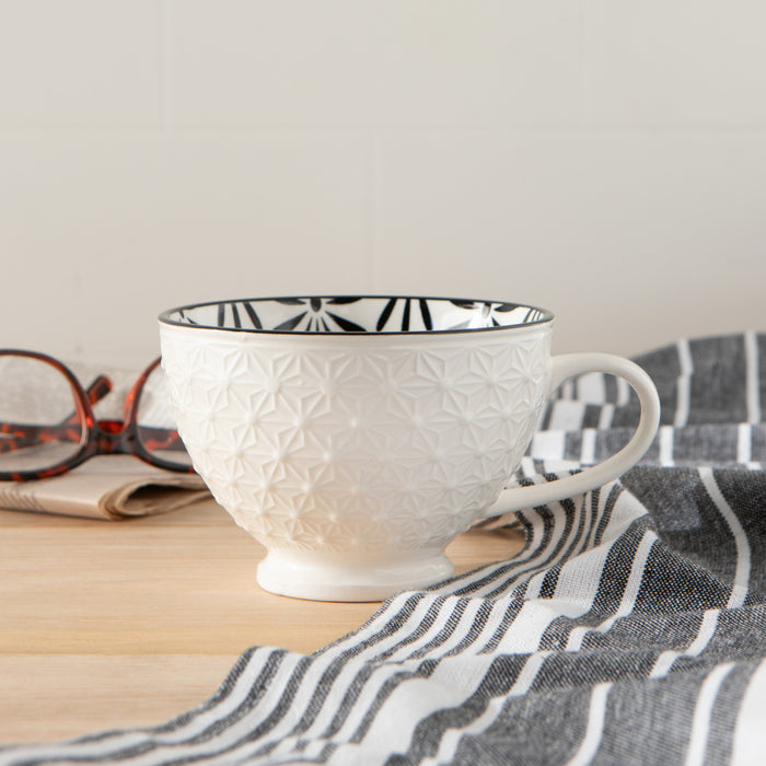 White Stamped Latte Mug
