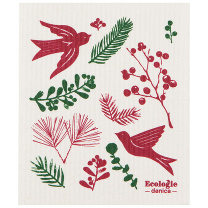Winterberry Christmas Swedish Dishcloth