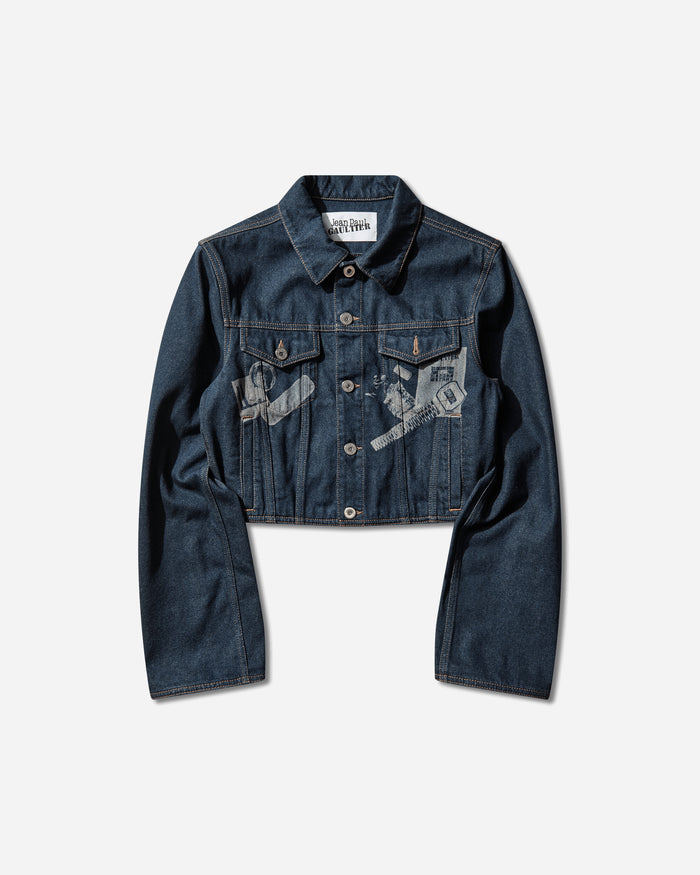 Jean Paul Gaultier Wmns Denim Jacket With Trompe L'Oeil Print Vintageblue Coats and Jackets Denim Jackets 26-01-W-JA035-D027 57